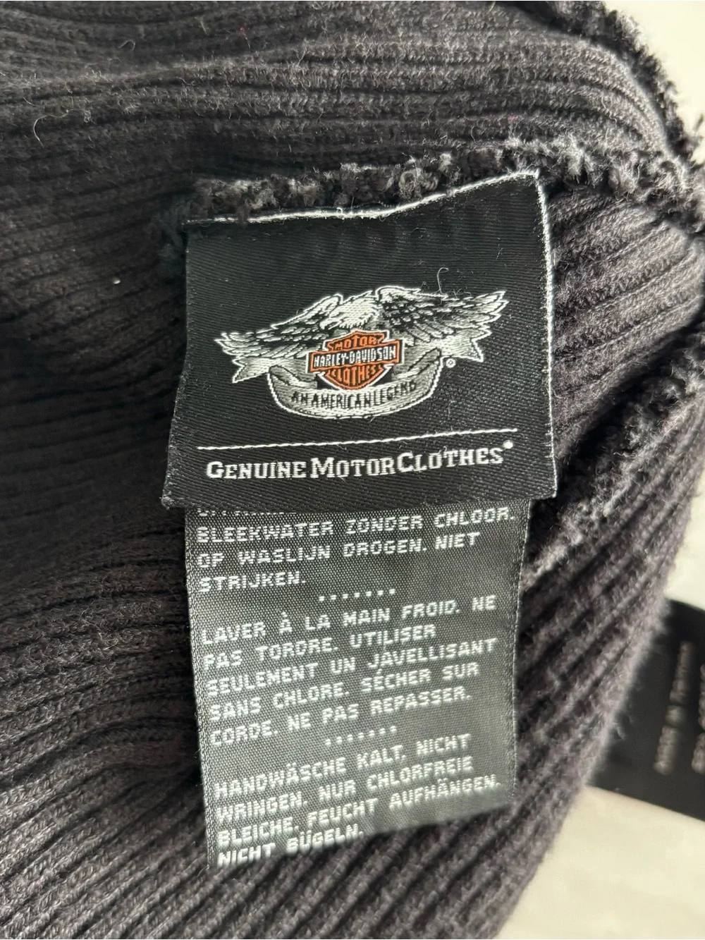 Harley-Davidson Black Waffle Knit Beanie with Embroidered Logo